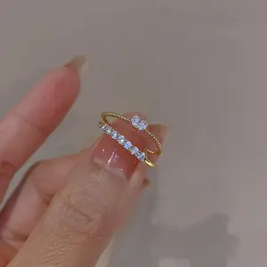 时尚品质真镀金饰品水晶心形锆石戒指