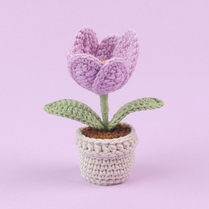 Fleurs <span class=keywords><strong>de</strong></span> tulipes en crochet faites à la main, plantes artificielles miniatures tricotées, décoration <span class=keywords><strong>de</strong></span> bureau, cadeaux pour <span class=keywords><strong>l</strong></span>'anniversaire des enseignants, la fête des mères 2026 - Product Image 3