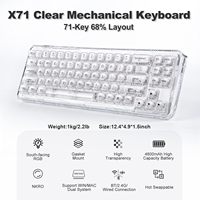 YUNZII X71 68% düzeni şeffaf mekanik klavye Hot-Swap RGB tri-mode oyun klavyesi ile temizle Keycaps