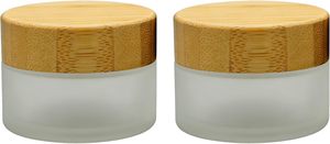 Envase Redondo Personalizado de Bambú para Cosméticos, Frasco de Vidrio Esmerilado de 100 ml con Tapa de Bambú - Product Image 1