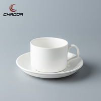 Tasse à thé et soucoupe moderne 175 ml, ensemble de tasses en porcelaine à bord doré pour fête de mariage, tasse à thé et à café avec soucoupe