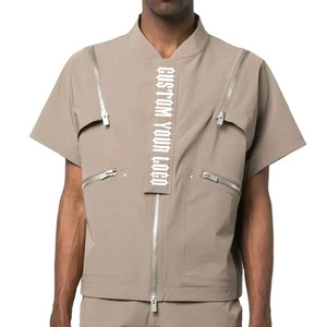 <span class=keywords><strong>Camicia</strong></span> Estiva Personalizzata con Zip, Spalle Staccabili, in Misto Cotone, OEM, Manica Corta in Nylon Intrecciato per Uomo - Product Image 1