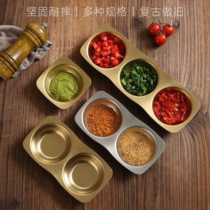 Vintage 304 Stainless Steel Condiment Dish Set 1 2 3 Compartment For <b>BBQ</b> Serving Solid Color Corrosion Resistance - Product Image 2