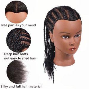 Testa di manichino 100% capelli veri per la cosmetologia manichino 14 pollici testa di bambola parrucchiere pratica di formazione parrucchiere - Product Image 4