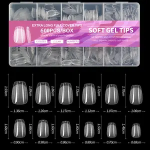 TSZS Hot Sale Soft Full Cover 600pcs Gel X Nail Tips Almond Oval Square Matte Press On Nail Tips For Women Nail Salons Extension