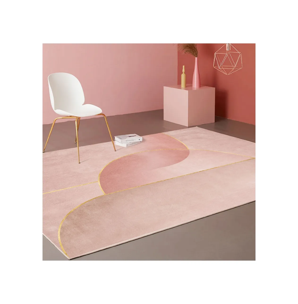 Einfache Zusammenfassung neben Teppich großflächige rutsch feste Teppich Design rosa niedlichen Wohnzimmer 3d Teppiche gedruckt