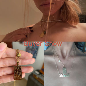 Comlor OEM collane zodiacali a forma di carta dei <span class=keywords><strong>tarocchi</strong></span> dell'<span class=keywords><strong>oroscopo</strong></span> dell'astrologia in acciaio inossidabile placcato oro 18 carati per le donne - Product Image 6