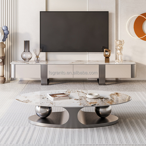 Juego de Mesa de <span class=keywords><strong>Centro</strong></span> y Mesas Auxiliares de Acero Inoxidable de Lujo para Sala de Estar, Muebles Modernos y Creativos de Diseño para Hotel - Product Image 3