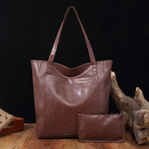 Women's <b>Soft</b> <b>Leather</b> Hand <b>Bags</b> Oil Wax <b>Leather</b> Large Capacity Single Shoulder <b>Bags</b> Classic Tote <b>Bag</b> Set Pocket PU <b>Leather</b> Ladies - Product Image 5