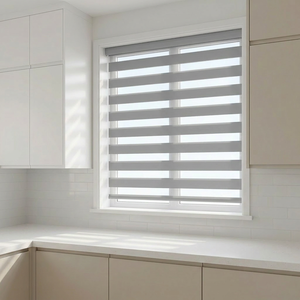 Stores zébrés intelligents Google Home Control Stores à double enrouleur en tissu occultant pour fenêtre Stores zébrés motorisés - Product Image 1