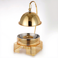 NOUVEAU Réchaud de buffet en acier inoxydable doré de 8 L avec chauffage à l'alcool et contrôle de température 60-80°C pour la restauration, les buffets, les fêtes et les mariages