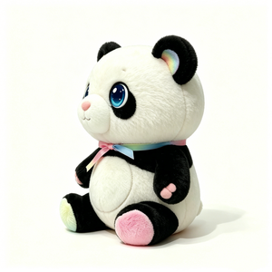 Peluche Panda Personnalisée avec Ruban Dégradé et Nœud, Adorable Panda Assis en Peluche Rempli de Coton PP, Unisexe - Product Image 3