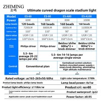 Lampe LED de salle de badminton au design ultime en écailles de dragon incurvées, CRI élevé, sans éblouissement, raccordement fluide, 11 000 lumens, intensité réglable, pour table