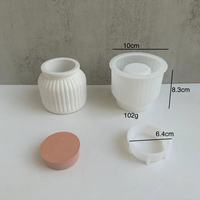 Moules de pot de bougie en béton de silicone pour bougeoir avec couvercles, moule de pot de bougie pour la fabrication de bougie, moule de ciment de récipients de bougie