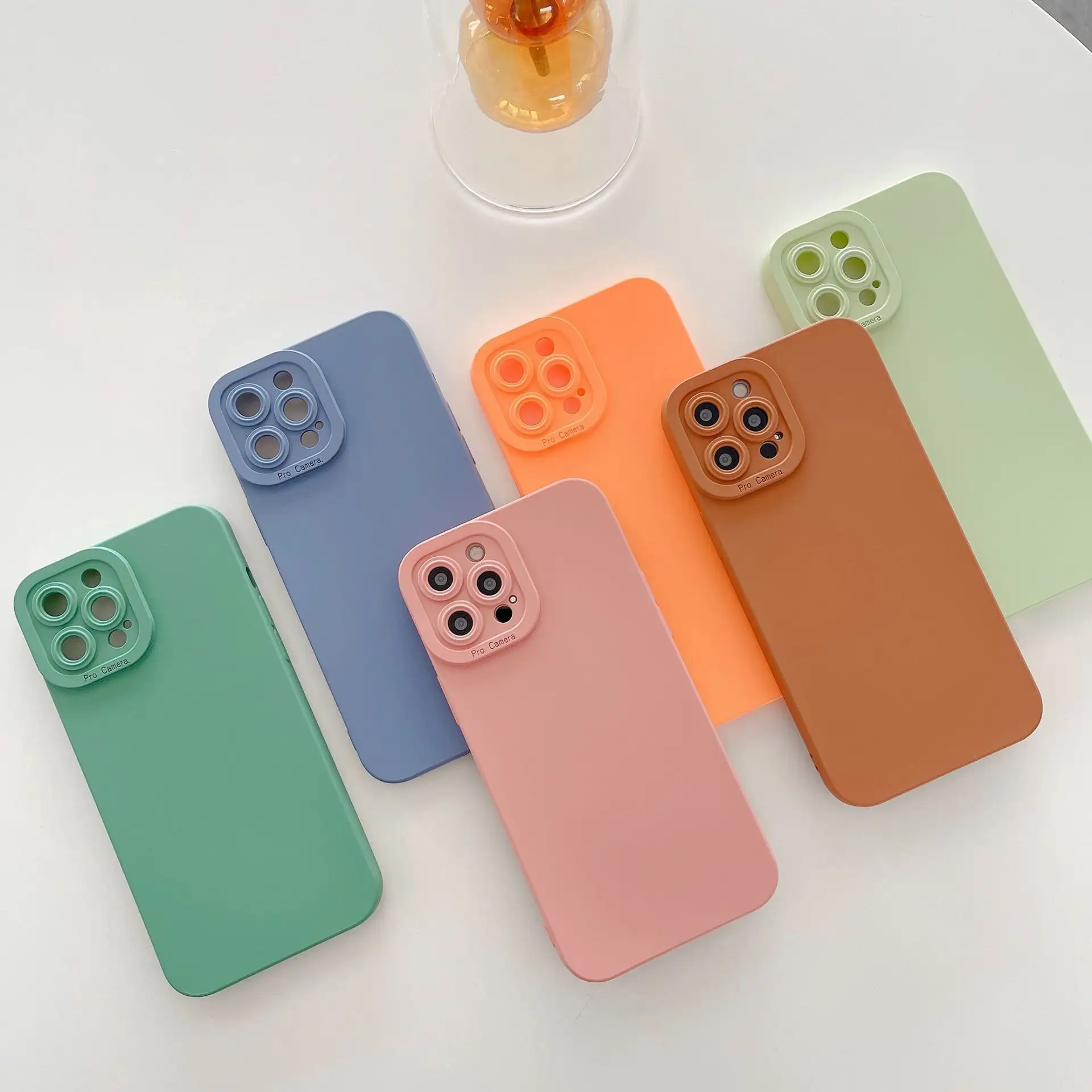 Luxury Matte Soft Silicone Phone Case on For iPhone 13 11 12 Pro Max Mini 8 7 Plus XR XS X SE Camera Protection Shockproof Cover