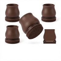 Patins de protection marron pour pieds de meubles, en silicone et feutre, antidérapants, anti-rayures pour sols, pour canapé et table