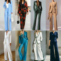Ensemble tailleur élégant deux pièces pour femme : veste décontractée et pantalon large à manches longues pour le bureau et les affaires