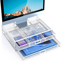 Organisateur de bureau en maille métallique en gros support pour moniteur support d'imprimante pour ordinateur portable avec tiroir de rangement coulissant