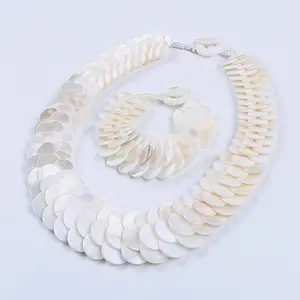 Collier et bracelet en coquillage naturel, multicolore, tendance, nouveauté