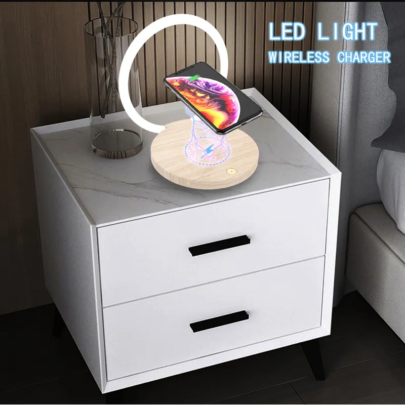 15W QI Fast Wireless Charging Pad LED Table Lamp For Mobile Phone Charging Cradle Night Light Table Lamp Room Decoration