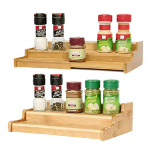 Étagère à épices en bambou, étagère de rangement extensible à trois niveaux, pour cuisine et placard, un produit transfrontalier très demandé - Product Image 5
