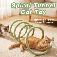 Tunnel spirale pour chat de grande taille (12 pouces), jouet auto-entretenant pliable avec plumes et clochette
