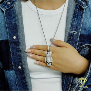 จี้เพชรโมอิสซาไนต์รูปหมีแบบ Iced Out เงินแท้ 925 สร้อยคอฮิปฮอปสุดหรู - Product Image 1