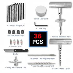 Wantu Tire <b>Repair</b> <b>Kit</b> 36Pcs Tubeless Car Motorcycle Electric Vehicle <b>Repair</b> Tools With Plugs And Tools - Product Image 1