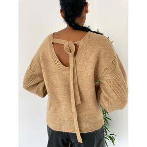 เสื้อสเวตเตอร์ถักลายด้านหลัง รุ่น 848 - สีน้ำตาล - Product Image 4