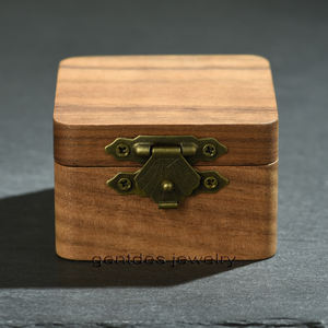 Gentdes ジュエリー ファッション カスタムロゴ入り ヴィンテージ コアウッド製 ウェディングリングボックス カップル用リング向け - Product Image 2