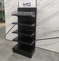 Étagère de présentation pliable en métal à 5 niveaux MC avec panneau publicitaire moderne et étagères adaptées aux magasins