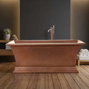 Bañera Ovalada Independiente de Cobre con Acabado Antiguo Moderno sin Tapa para Baño en Casa - Product Image 1