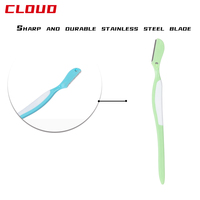 Tondeuse à sourcils portable en acier inoxydable CLOUD, lames arrondies, rasoir de sécurité pour le visage des femmes, rasage facile, couleur personnalisée, cosmétique