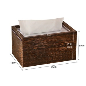 Wooden Tissue Box Walnut Color For Living <b>Room</b> Car Bathroom Multi Functional Pull Out Tissues - Product Image 4
