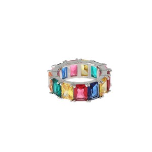Dainty Brass 18k Gold Plated Baguette Rainbow <b>Rings</b> Finger Moonstone <b>Statement</b> <b>Ring</b> Jewelry Women Free Shipping - Product Image 3
