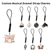 Proveedor Mayorista de Dijes Esmaltados de Instrumentos Musicales, Colgante Metálico con Cordón Trenzado Negro, Llavero Musical, Accesorios para Bolsos y Teléfonos