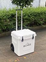 Glacière rotomoulée 45L robuste en PE, isotherme, portable pour plage, camping, stockage vin et aliments, logo personnalisé OEM