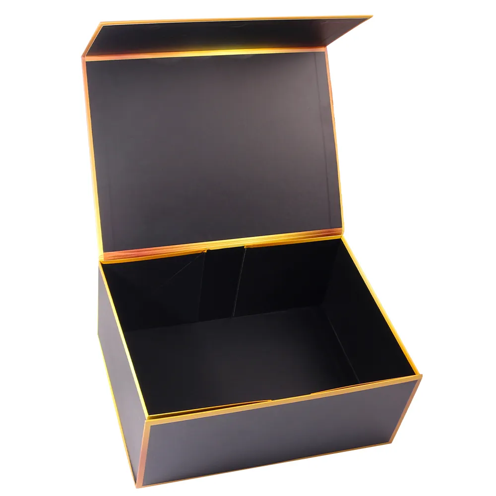 Wholesale Custom Lid Rigid Magnetic Closure Gift Box Packaging Large Luxury Foldable Black Magnetic Gift Box