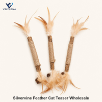 Bâtonnets de chat en plumes de vigne argentée, lot de 3, jouet naturel en bois avec alternative à la cataire et fruits de galle pour chats d'intérieur