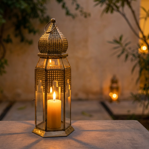 <b>Moroccan</b> Iron Lantern with Geometric Cutouts Handmade & Durable Customizable Size for Home Garden Tabletop Floor <b>Decoration</b> - Product Image 2