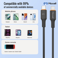 Câble de données USB-C Miccell à charge rapide pour téléphone Android, câble de charge rapide PD 60W, câble de données USB type C vers type C