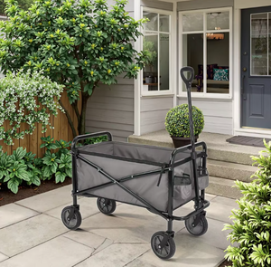 Folding Garden <b>Cart</b> 4 Wheels Heavy Duty Utility Wagon Outdoor Gardening Camping <b>Beach</b> Use - Product Image 6