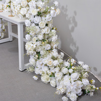 Chemin de table floral artificiel rose en gros pour mariage, décoration florale pour allée de cérémonie, fête ou événement