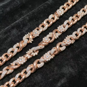 Collier personnalisé avec pendentif fleur en moissanite, plaqué or, argent sterling 925, style hip-hop, moissanite VVS. - Product Image 4