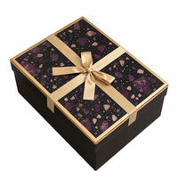 Boîte cadeau abstraite personnalisée en or rose prune, emballage de luxe avec ruban pour produits de détail, présentation en gros pour marques