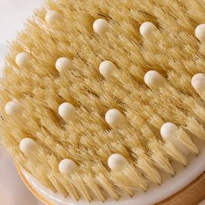 Cerdas de jabalí natural, masajeador de baño para celulitis, cepillos de ducha, cepillo de baño de cuerpo seco redondo de madera con nodos de masaje suave - Product Image 6