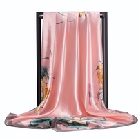 Foulard en soie à motif géométrique abstrait, grand carré de 90 cm, hijab pour femmes, couvre-chef de mode modeste