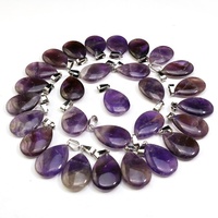 Améthyste naturelle pendentif en forme de larme cristal brut goutte d'eau breloque pierre de guérison pour la fabrication de bijoux collier