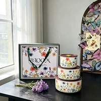 Ensemble de 3 bols de conservation alimentaire en céramique, récipients en porcelaine avec couvercle, compatibles micro-ondes, emballage cadeau, pour la cuisine et la conservation des aliments frais