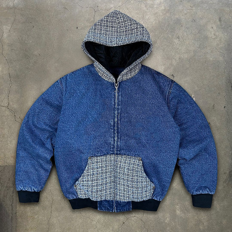 YSJY Factory Custom Duck Canvas Boxy Bomber Work Jacket Hood